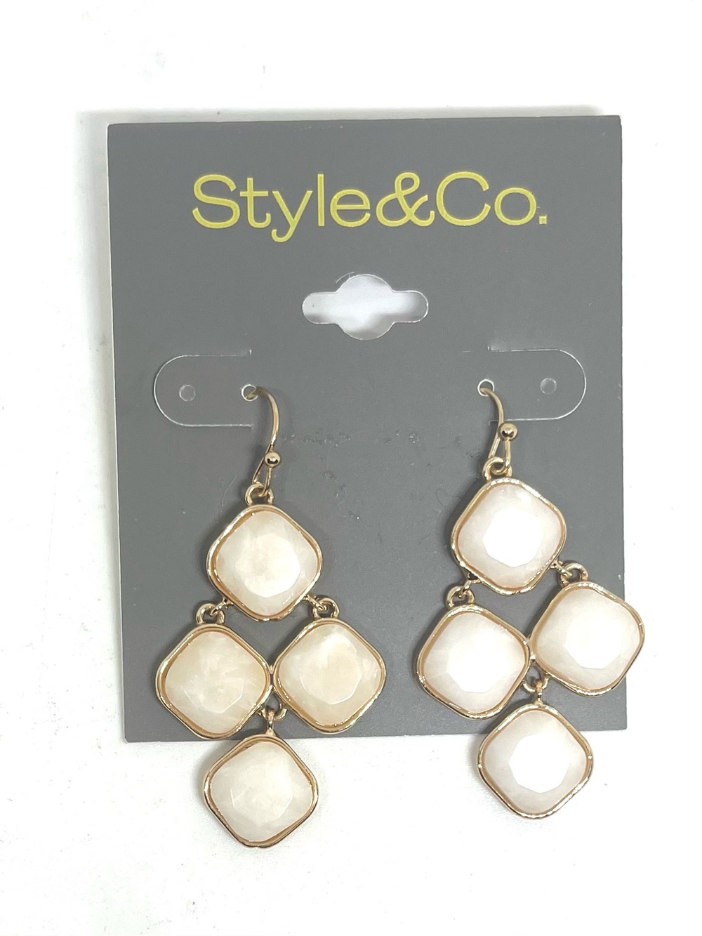 Style & Co. Cream and Gold Dangle Earrings